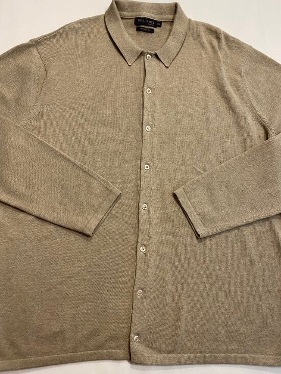 Paul James Other - Paul James Men's Long Sleeve Cardigan Tan Cotton XXL